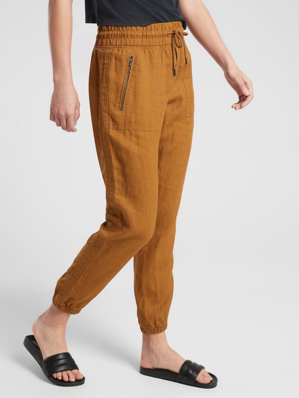Athleta Cabo Womenโs Linen Jogget Drawstring Jogger Pants Size 6